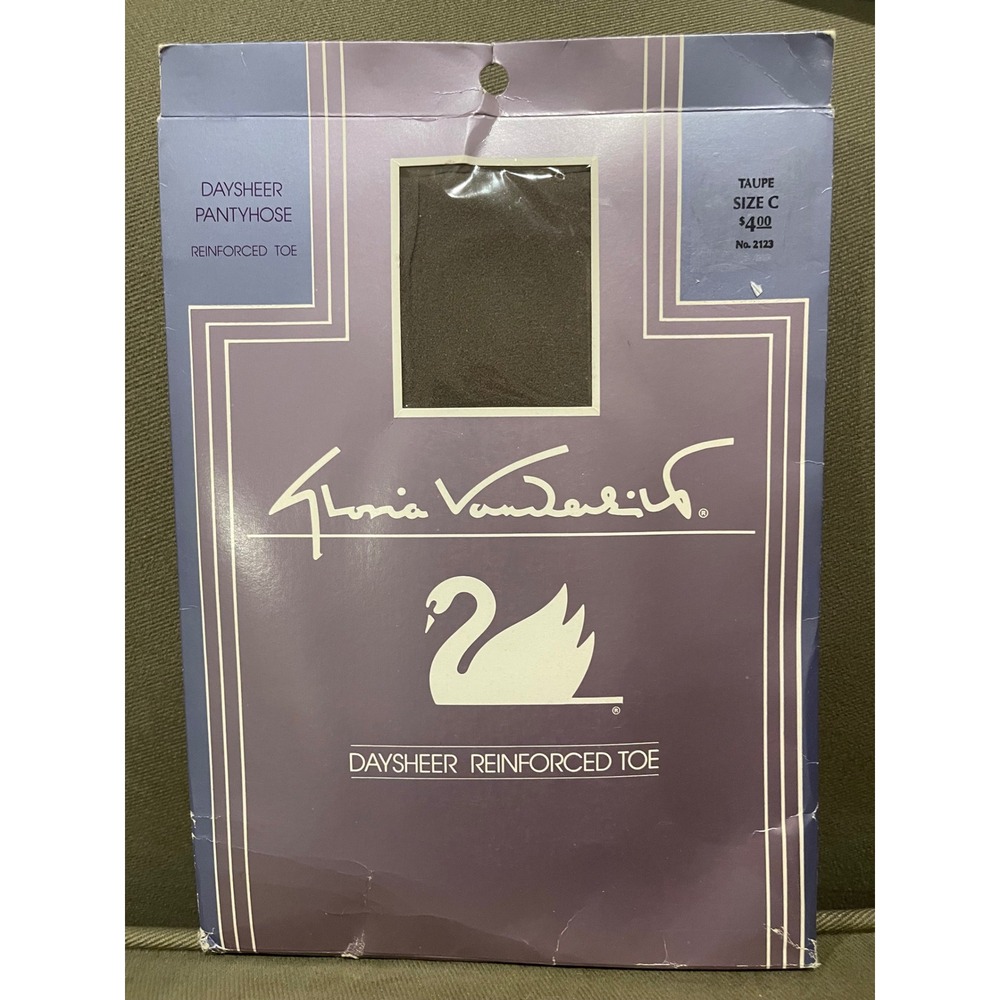 Gloria Vanderbilt Daysheer Pantyhose Taupe Size C Reinforced Toe Vintage 2123 - Picture 2 of 2